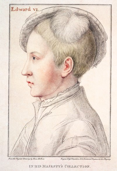 Francesco Bartolozzin (1727-1815) kaivertama Edward VI:n (1537-53) muotokuva 1796 tekijältä Hans Holbein der Jüngere
