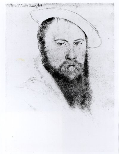 Muotokuva Sir Thomas Wyatt nuoremmasta (noin 1521-54) (lyijykynä ja hiili paperille) tekijältä Hans Holbein der Jüngere
