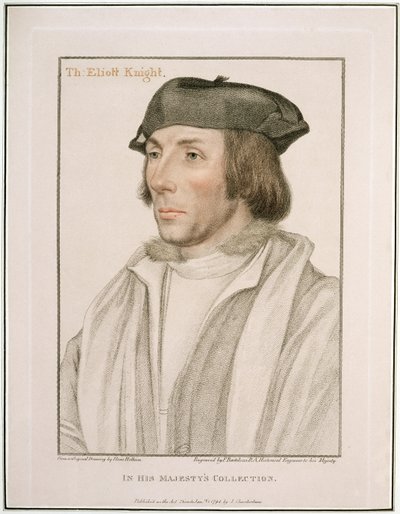 Sir Thomas Elyot (n. 1490-1546), kaiverrus Francesco Bartolozzi (1727-1815) 1794 tekijältä Hans Holbein der Jüngere