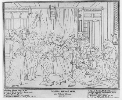 Englannin liittokanslerin Thomas Moren (1478-1535) perhe, kaiverrus Christian de Mechel (1737-1817) 1787 (katso 131242) tekijältä Hans Holbein der Jüngere