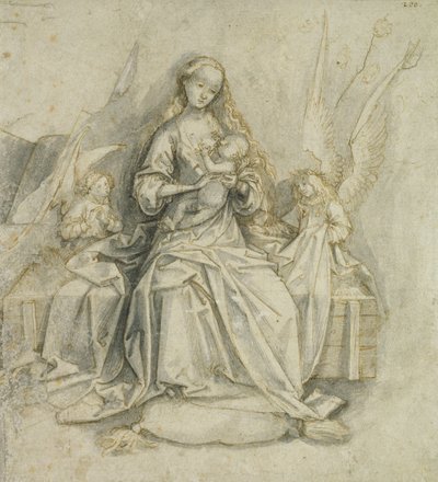 Madonna ja lapsi (kynä ja ruskea muste kynällä paperille) tekijältä Hans Holbein the Elder