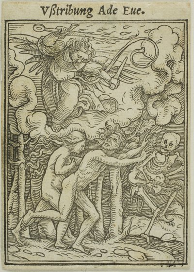 Aatami ja Eeva ajetaan pois paratiisista tekijältä Hans Holbein the Younger