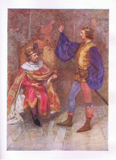 Ja minä kuolen sata tuhatta kuolemaa ennen kuin rikon pienimmänkin osan tästä lupauksesta (Kuningas Henrik IV), teoksesta The Complete Works of Shakespeare, jonka on julkaissut George Harrap & Co Ltd, 1920-luvulla. tekijältä Hans Holbein der Jüngere