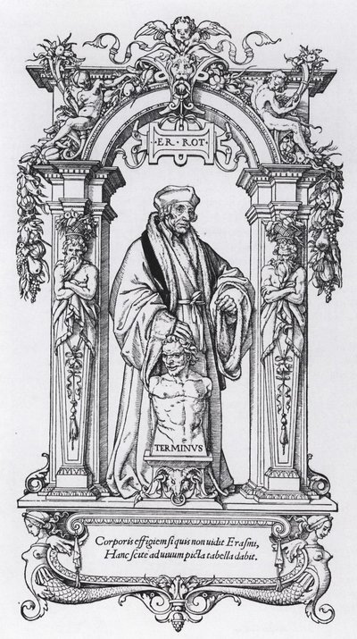 Muotokuva Erasmus Rotterdamilaisesta (Erasmus "kotelossa"). tekijältä Hans Holbein the Younger