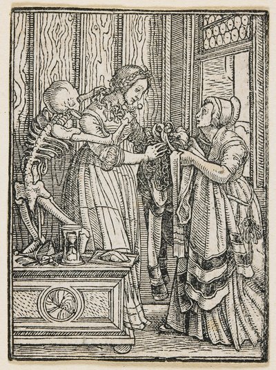 Kreivitär teoksesta ”Kuolemantanssi” (Lyon), 1538 tekijältä Hans Holbein the Younger