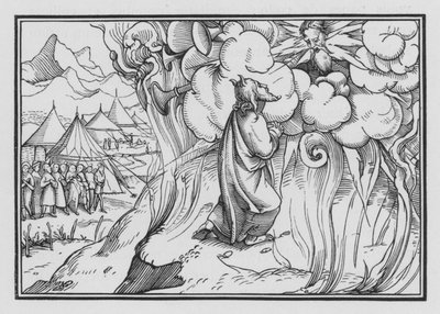 Jumalan pelottava läsnäolo vuorella, Exodus XIX, 18 tekijältä Hans Holbein der Jüngere