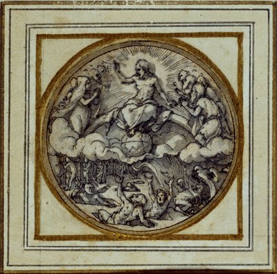 The Last Judgment - Suunnittelu riipukseen tai hattumerkkiin, n. 1532-43 (kynä ja muste paperille) tekijältä Hans Holbein der Jüngere