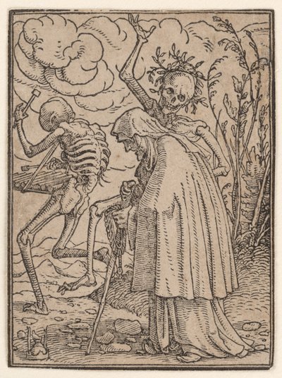 Vanha nainen, sarjasta "Kuolemantanssi" tekijältä Hans Holbein the Younger