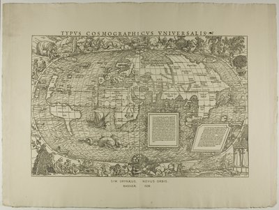 Tyyppi Cosmographicus Universalis, Sim. Grynaeus, Novus Orbis, Basileae 1532. tekijältä Hans Holbein the Younger