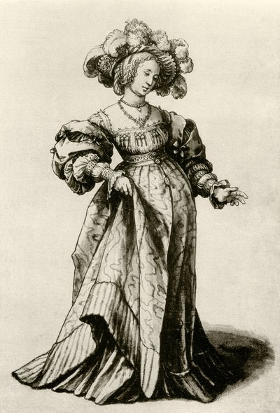 Nuori basilialainen nainen, jolla on sulkahattu. tekijältä Hans Holbein der Jüngere