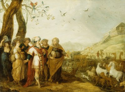 Nooa ja hänen perheensä ennen arkkiin nousua, tekijältä Hans III Jordaens