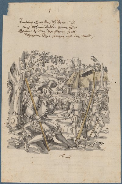 William Tell kieltäytyy kunnioittamasta kuvernööri Gesslerin hattua tekijältä Hans Kaspar Lang the Elder