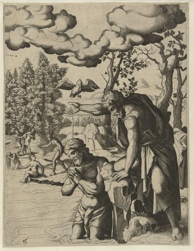 Kristuksen kaste Johannes Kastajan elämä (sarjan nimi) tekijältä Hans Liefrinck (I) (attributed to)