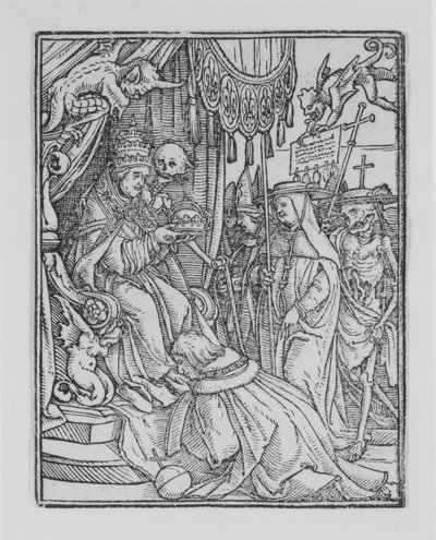 Paavi, The Dance of Death, n. 1526, julkaistu 1538. tekijältä Hans Lützelburger