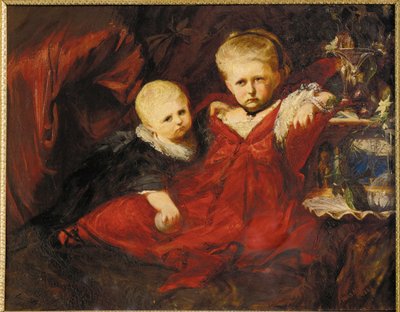 Ida ja Risa Ruessemayer, Makartin mesenaatin Johann Ruessemayerin veljentyttäret ... (maalaus kankaalle) tekijältä Hans Makart