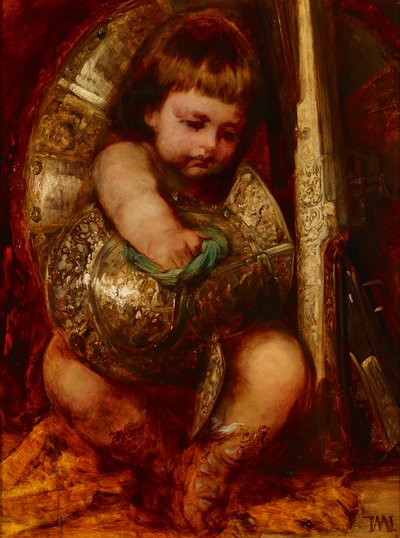 Putto puhdistaa Marsin aseita tekijältä Hans Makart