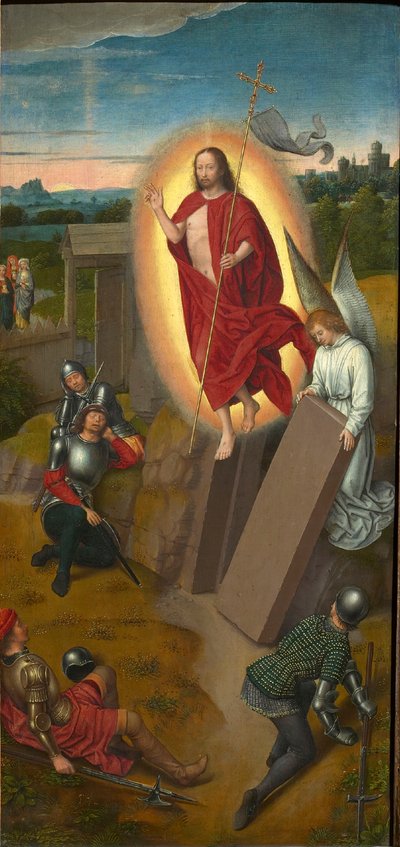 Golgatan triptyykki: Ylösnousemus, oikea siipi, 1480-luku. tekijältä Hans Memling