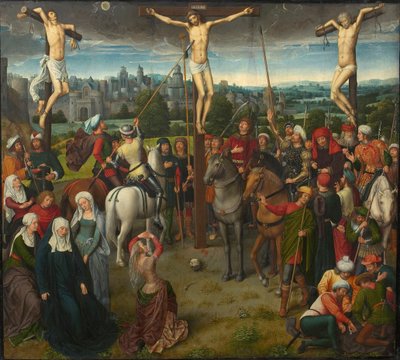 Golgatan triptyykki, keskustaulu, 1480-luku. tekijältä Hans Memling