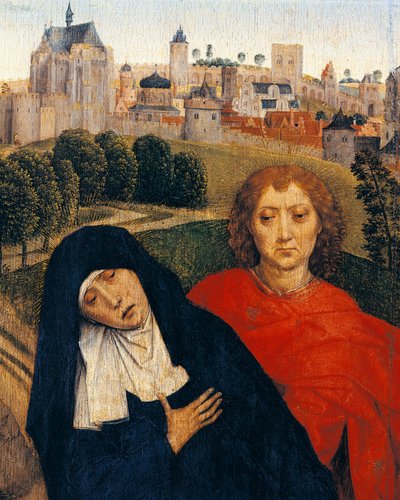 Surun neitsyt, yksityiskohta Hans Memlingin Ristiinnaulitsemisesta (noin 1430-1494) tekijältä Hans Memling