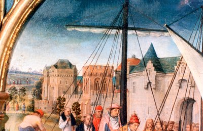 Pyhän Ursulan pyhäkkö, lähtö Baselista, yksityiskohta, 1489 tekijältä Hans Memling