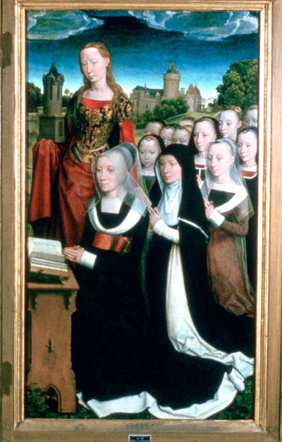 Moreelin perheen triptyykki, yksityiskohta, 1484 tekijältä Hans Memling
