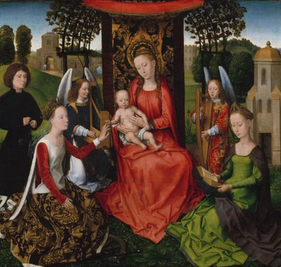Neitsyt ja lapsi pyhien Katariina Aleksandrialaisen ja Barbaran kanssa tekijältä Hans Memling