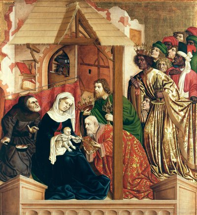 Taikaiden palvonta. Wurzachin alttarin siivet, 1437 tekijältä Hans Multscher