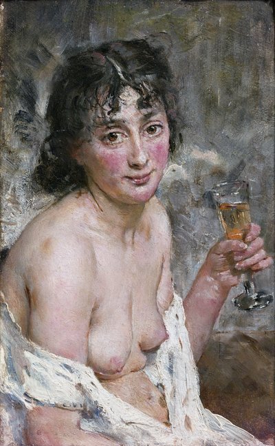 Champagne Girl (öljy kankaalle) tekijältä Hans Olaf Heyerdahl