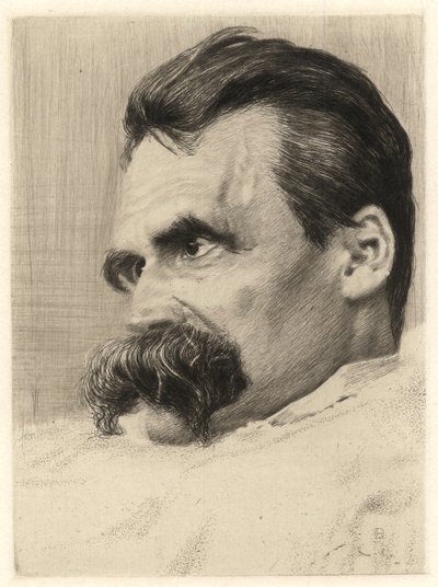 Muotokuva Friedrich Nietzschestä (1844 - 1900), saksalaisesta filosofista - Hans (Johannes) Olde (1855-1917) tekijältä Hans Olde