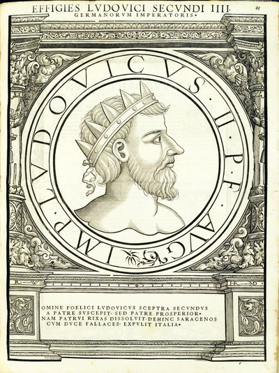 Luis II, kuvitus teoksesta "Kaiken idän ja lännen Rooman keisarit" tekijältä Hans Rudolf Manuel Deutsch