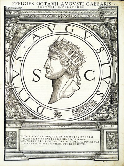 Octavian Caesar, kuvitus teoksesta "Kaiken idän ja lännen Rooman keisarit" tekijältä Hans Rudolf Manuel Deutsch