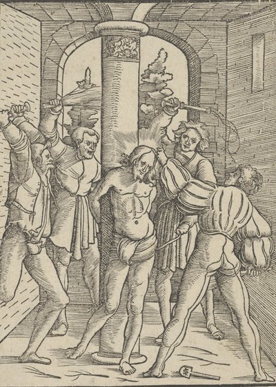 Christ Scourged, teoksesta Jeesuksen Kristuksen oppi, elämä ja kärsimys, 1537. tekijältä Hans Schäufelein the Elder