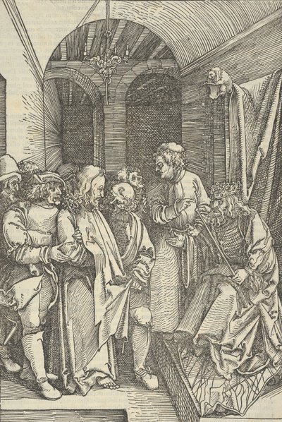 Kristus Herodeksen edessä salissa, Herramme Jeesuksen Kristuksen kärsimyksen peilistä, 1507, 1507. tekijältä Hans Schäufelein the Elder