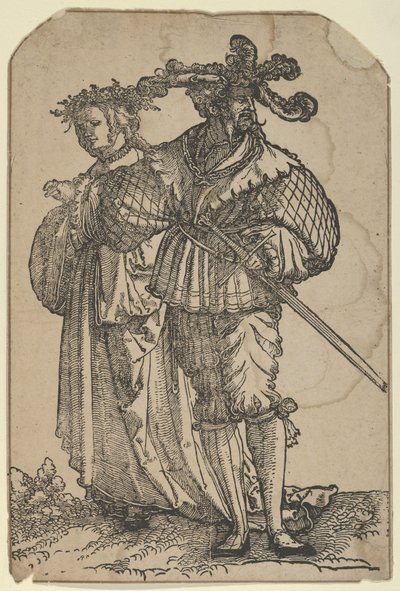 Dancing Couple I, The Wedding Dancers restrike. tekijältä Hans Schäufelein the Elder