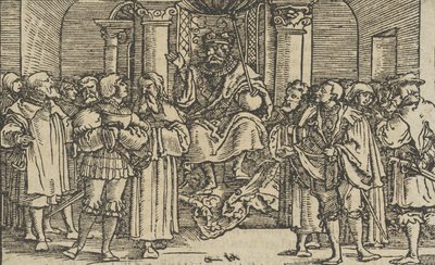 Ateenan ja Korintin edustajat Spartan kuninkaan Arkidaman hovissa..., vuodelta 1533. tekijältä Hans Schäufelein the Elder