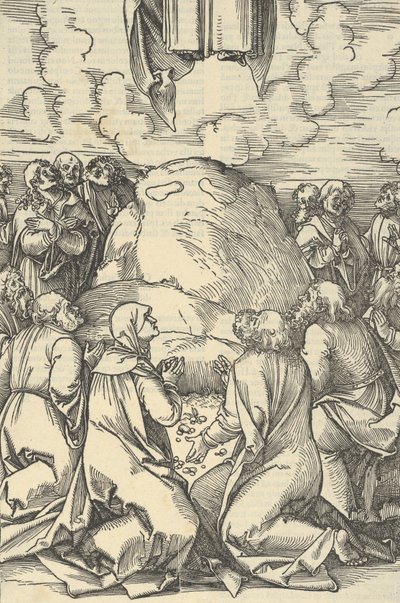 Kristuksen taivaaseenastuminen, Herramme Jeesuksen Kristuksen kärsimyksen peilistä, 1507. tekijältä Hans Schäufelein the Elder