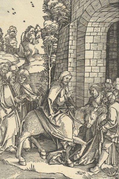 Pääsy Jerusalemiin, Herramme Jeesuksen Kristuksen kärsimyksen peilistä, 1507. tekijältä Hans Schäufelein the Elder
