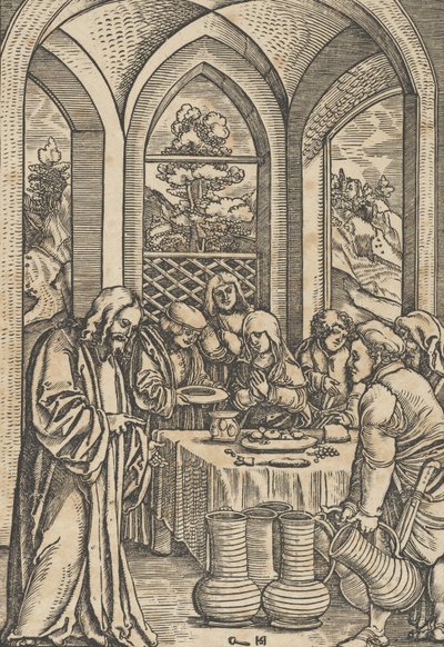 Häät Kaanassa, Kristuksen elämästä, n. 1511-12. tekijältä Hans Schäufelein the Elder