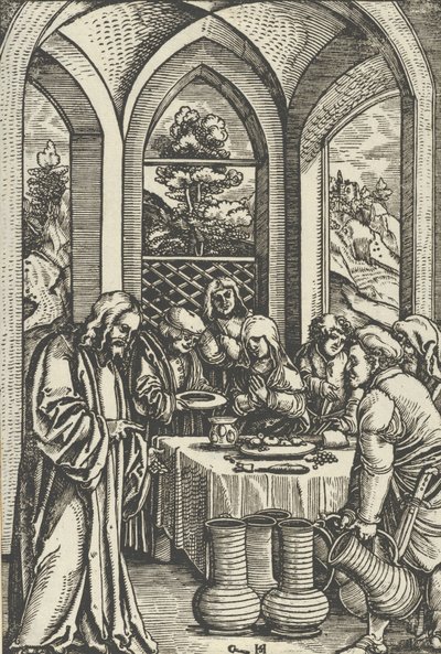 Häät Kaanassa, Kristuksen elämästä, n. 1511-12. tekijältä Hans Schäufelein the Elder