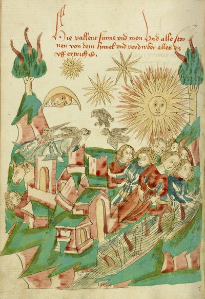 Maailmanloppu neiti Ludwig XV 9 fol. 95v, 1469 (muste, väripesut ja tempera paperille) tekijältä Hans Schilling