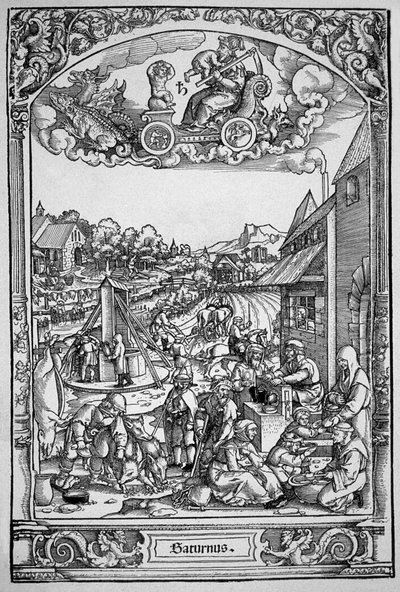 Saturnus (puukaiverrus) tekijältä Hans Sebald (School of) Beham