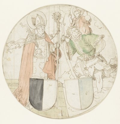 Pyhät Christopher ja Erasmus, kummallakin vaakuna tekijältä Hans Sebald Beham (possibly)