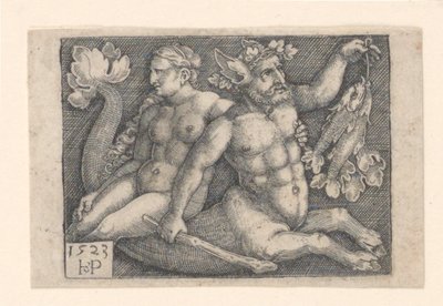 Triton ja nymfi tekijältä Hans Sebald Beham