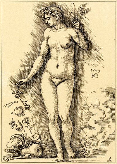 Ceres, hedelmiä sirotellen tekijältä Hans Sebald Beham