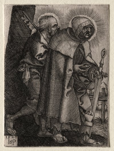 Kristus ja apostolit: Pyhä Pietari ja Paavali, 1520. tekijältä Hans Sebald Beham