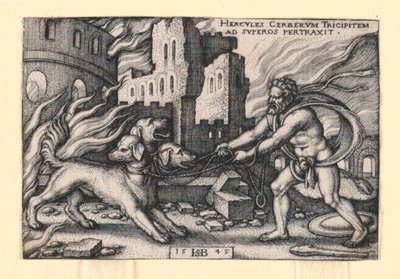 Hercules vangitsee Cerberuksen tekijältä Hans Sebald Beham