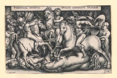 Hercules taistelee troijalaisia vastaan tekijältä Hans Sebald Beham