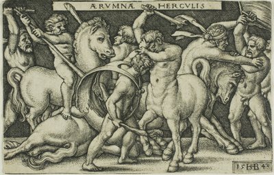 Hercules and the Kentaurs, teoksesta Labors of Hercules tekijältä Hans Sebald Beham