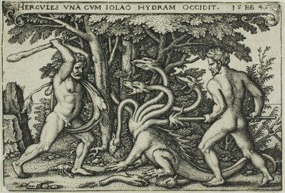 Hercules and the Hydra, teoksesta The Labors of Hercules tekijältä Hans Sebald Beham