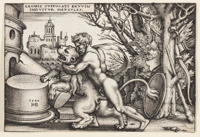 Hercules ja Nemean-leijona tekijältä Hans Sebald Beham